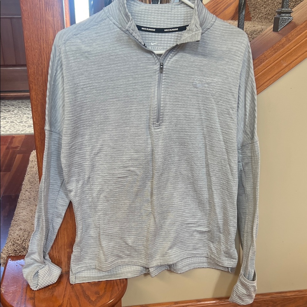 Nike Men's Light Gray Zip-Up Sweater